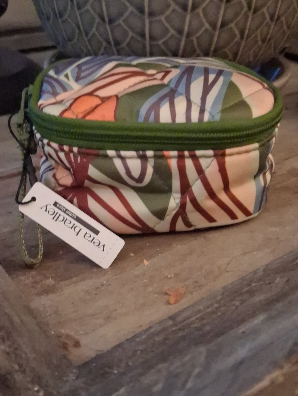 Vera Bradley Green Multicolor Mini Quilted Cosmetic Pouch